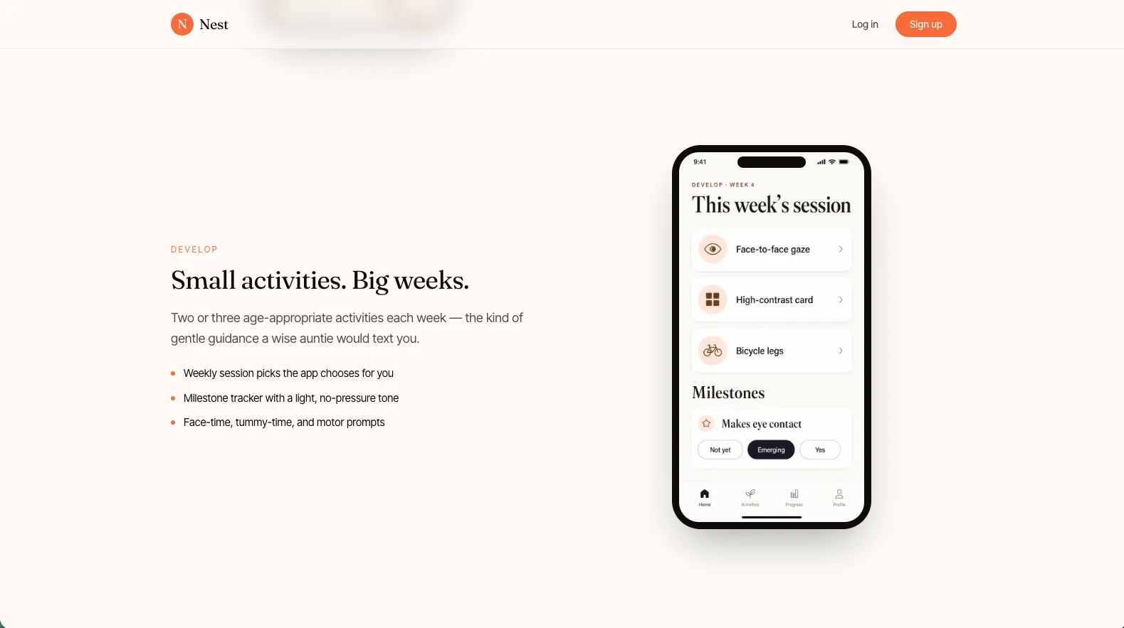 Nest parenting app — feature detail